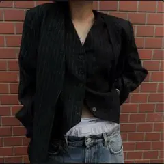 oksoon ピンストライプノーカラージャケット➕ベスト　セット
