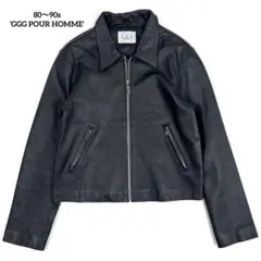 GGG pour homme レザージャケット ハーフジップ　本革　ブラックL GGG pour homme レザージャケット そし ハーフジップ 本革 ブラックL