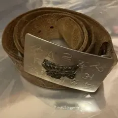 ⭐️値下⭐️【ヴィンテージ品】バックル付きプリント柄入りベルト　ブラウン系