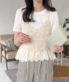 レースビスチェ＋Tシャツ アイボリー/italietofrance イタフラ同型