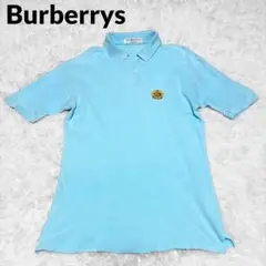 ホースロゴ Burberrys バーバリー ポロシャツ 英国製 M ブルー系