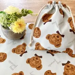 30×40 ♡くまさん&チョコチップクッキー♡ ランチョンマット&給食袋セット