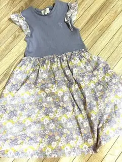 組曲　キッズ　ノースリーブ花柄ワンピース リバティ柄　紫　140cm
