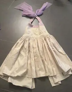 MARLMARL ワンピースエプロン　ベージュ　パープル