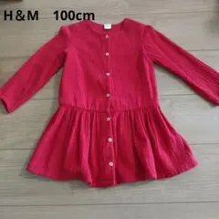 H&M 100cm 長袖コットンガーゼ　ワンピース