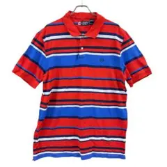 チャップス　メンズ半袖ポロシャツ　赤　XL　ボーダー　カジュアル【3696】