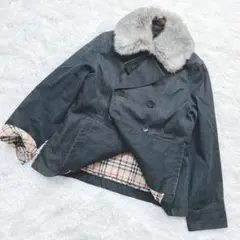 Burberry バーバリー 150A デニムピーコート ファー ライナー付