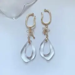 ❤️お得セット❤️ ゴールド イヤーカフ　　　　クリアフープ　フラワー　両耳用