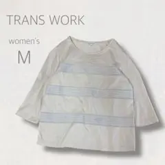 TRANS WORK 五分袖Tシャツ 38 M グレージュ エレガント お洒落