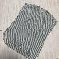 緑×白ストライプ ノースリーブシャツ