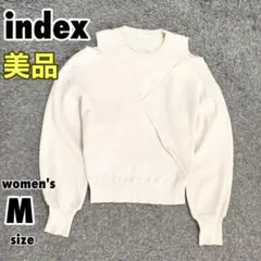 【美品】インデックス リブニット 肩見せ オフショルダー 上品【M】c582