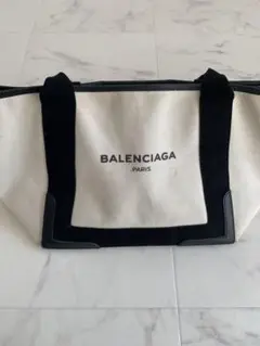 BALENCIAGAバレンシアガ ネイビーカバS ナチュラルトートバック