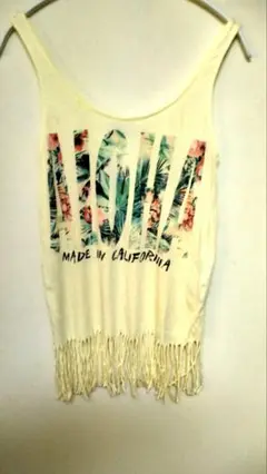 Y2K Bershka タンクトップ フリンジ付き クリーム色 vintage