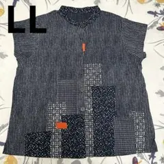 新品　レディース　LL XL 和モダン　パッチワーク　　シャツ　ゆったり　大きめ