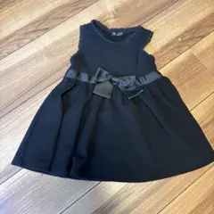 黒ワンピース　黒いリボン付きノースリーブワンピース　ベビー　キッズ服　90cm