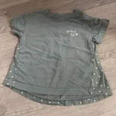 オリーブグリーンドット柄Tシャツ
