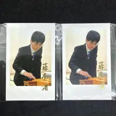 藤本渚六段　チェキ風棋士カード　金箔押し複製サイン入り　2枚セット　将棋