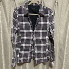 y080208 WJK チェックシャツ　長袖　ボタンなし　M