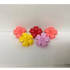 レゴ デュプロ 特殊 ブロック パーツ 5個 お花 黄色 ピンク系 赤色