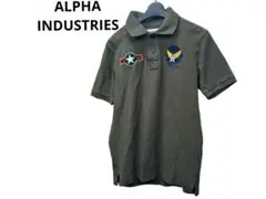 ALPHA INDUSTRIES　アルファ　ワッペン付　半袖ポロシャツ　Mサイズ