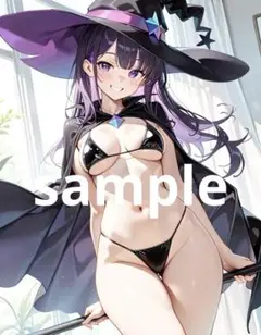 AI美女 アニメ イラスト A4ポスター ハロウィン魔女コスプレ彼女@367