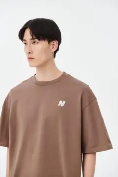 ニューバランス ロゴ刺繍Tシャツ M ブラウン系　オーバーサイズ