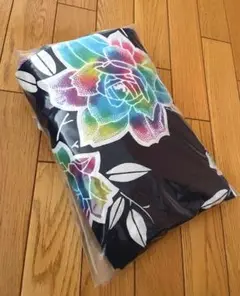 【美品】夏 浴衣 モノトーン レディース ネイビー×花柄 バラ柄 大人可愛い