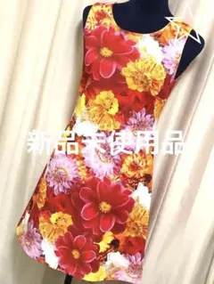 【新品】花柄ノースリーブAラインドレス