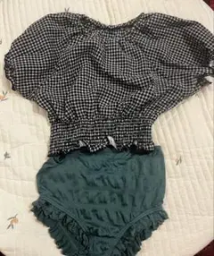 女の子水着 チェック柄セットアップ　 140