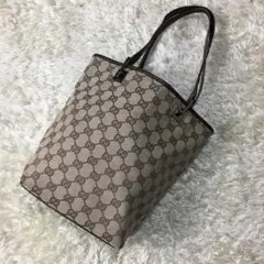【美品】GUCCI トートバッグ GG柄 キャンバス ブラウン バケツ