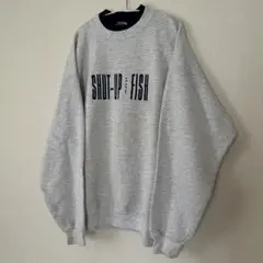 古着スウェット　 面白made in USA 【訳→黙って釣れ】　刺繍