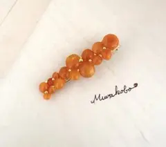 オレンジの粒々ヘアクリップ　No.2270