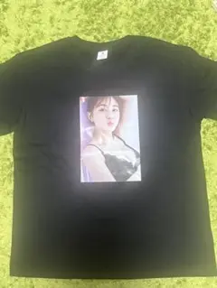 おもしろＴシャツ　田中みな実風　女性写真プリント 黒 L