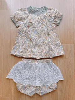 しまむら 小花柄 レース セットアップ 100