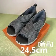 A61 PANSY グレー クロスストラップ コンフォートサンダル 24.5cm