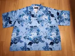 【新品】花柄 オーバーサイズ アロハシャツ ブルー 青 フリーサイズ
