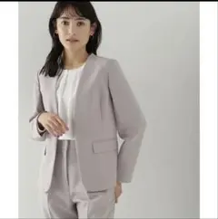 NATURAL BEAUTY BASIC ノーカラージャケット ベージュ L