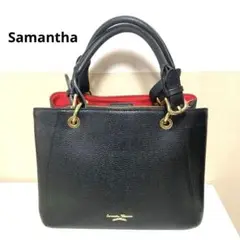 美品 サマンサタバサ ハンドバッグ ブラック 上品 レザー レディース