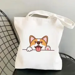 コーギーちゃんのキャンバスエコバッグ トートバッグ　タイプC