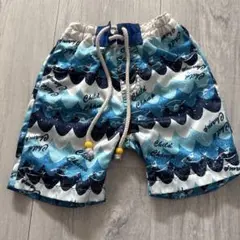 ベビー水着 男の子 青系波模様