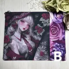 パネルポーチ　20c深めパープルmysterious 薔薇　B