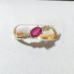 薔薇の蕾の様な愛らしいルビー ダイヤモンドk18リング