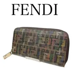 【人気のズッカ柄】フェンディ FENDI ラウンドファスナー 長財布
