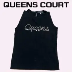 QUEENS COURT クイーンズコート　チャーム付き　ノースリーブ　黒