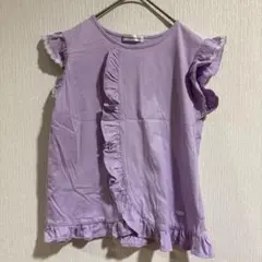 綿100【BEBE PetitsPoisVert 】半袖カットソー 薄紫 フリル
