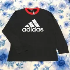 adidas ジュニアサイズ 長袖カットソー 黒/赤