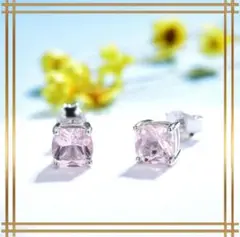 054Ak【全7色】ピアス　スクエア　S925　誕生石　4月　モルガナイト 054Ak【全7色】ピアススクエアS925誕生石4月モルガナイト