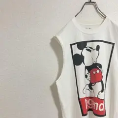 【人気】ディズニー　ミッキー　レジェンド　ノンスリーブ　タンクトップ　白　M