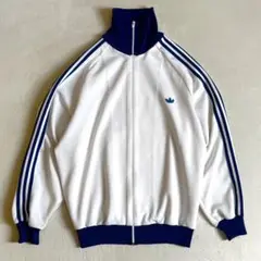 80s アディダス ジャージ デサント ホワイト ネイビー ビンテージ 7号