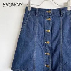 BROWNY ミニスカート デニムスカート フロントボタン ウエストゴム